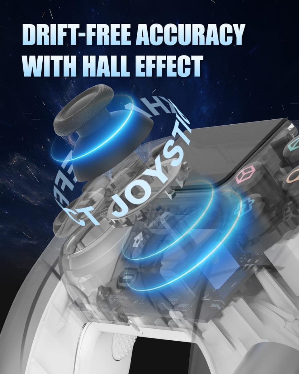 GUOC LED Wireless Controller for PS5 with Hall Effect Joystick and Trigger,4 Macron Boutton Extended Grip Controller Compatible with PS5 Pro/Slim, Dual Vibration, Remap/Turbo Function thumbnail 3
