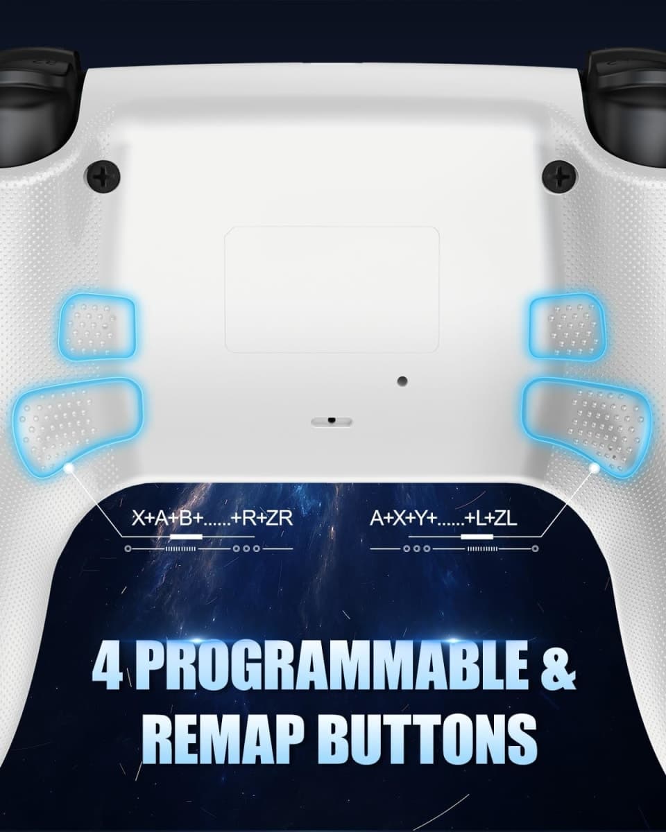 GUOC LED Wireless Controller for PS5 with Hall Effect Joystick and Trigger,4 Macron Boutton Extended Grip Controller Compatible with PS5 Pro/Slim, Dual Vibration, Remap/Turbo Function thumbnail 4