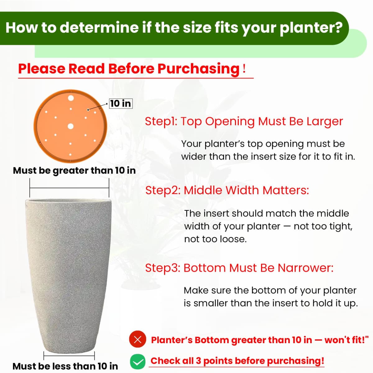 Furniok 2-Pack Round Planter Insert - Plant Pot Insert, 10 inch thumbnail 2