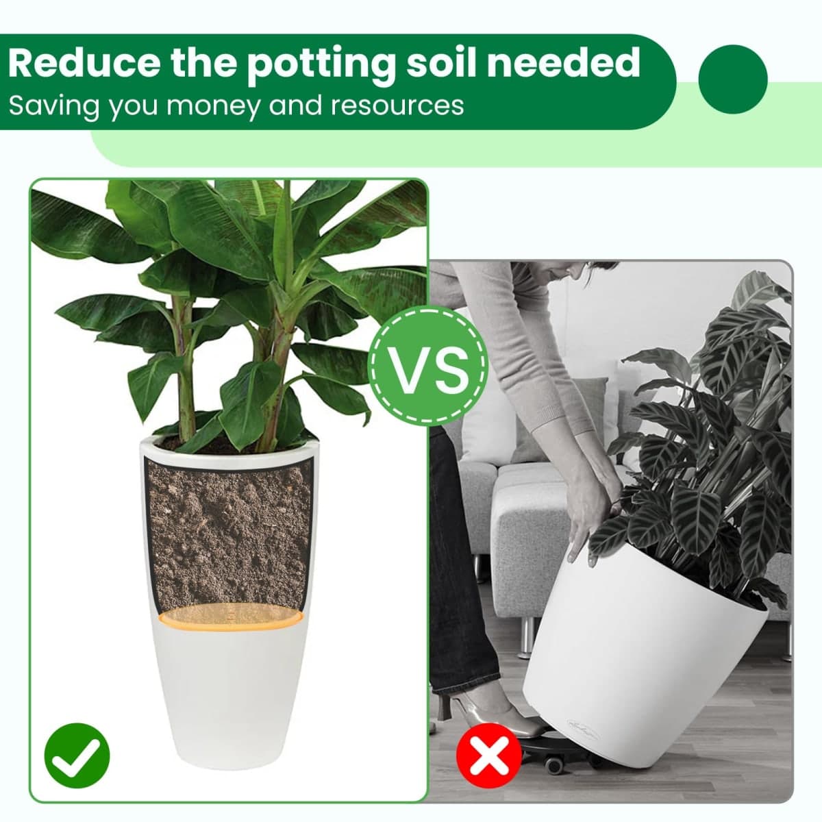 Furniok 2-Pack Round Planter Insert - Plant Pot Insert, 10 inch thumbnail 4