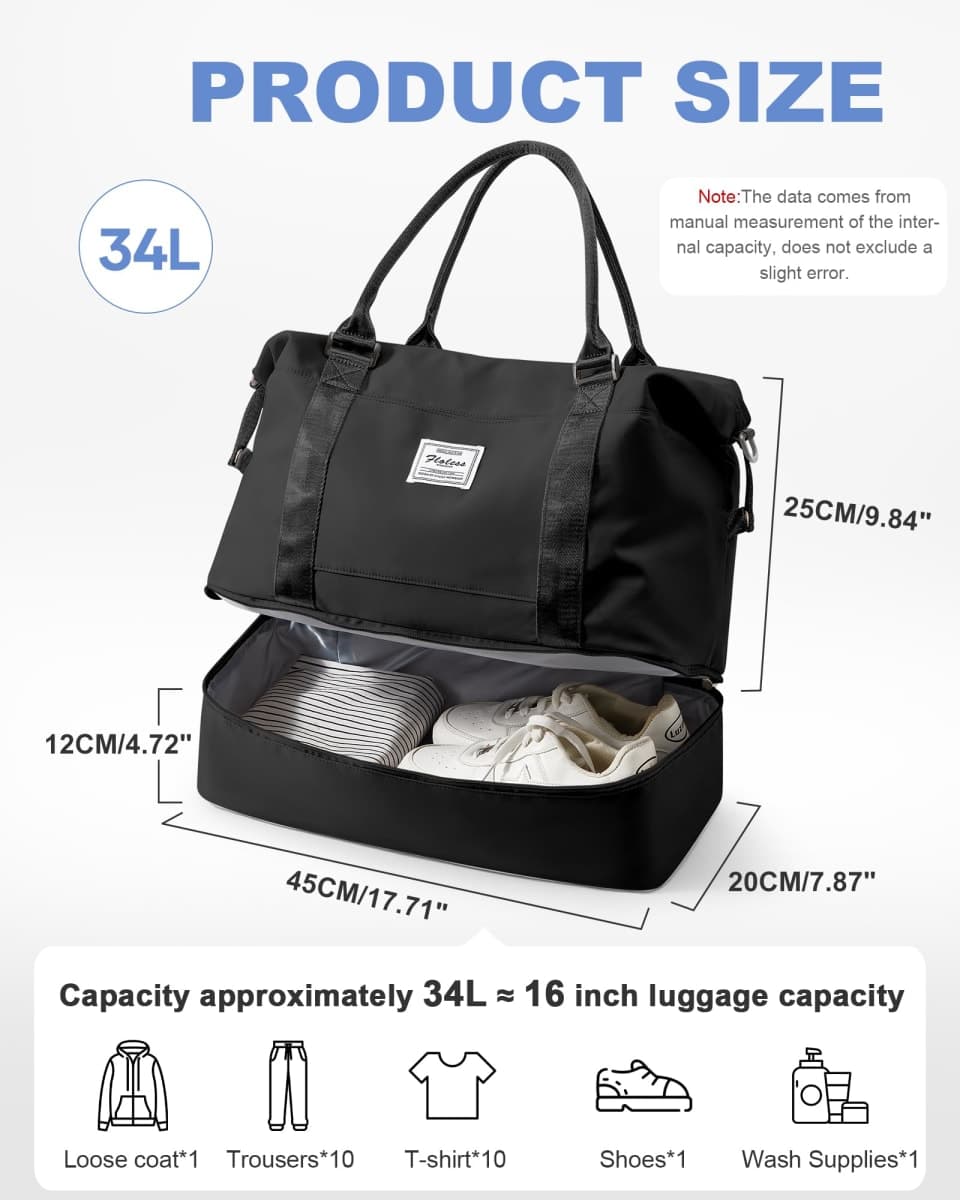 Travel Bag for Women, Sports Tote Gym Bag, H10-SlateGrey, Large thumbnail 4