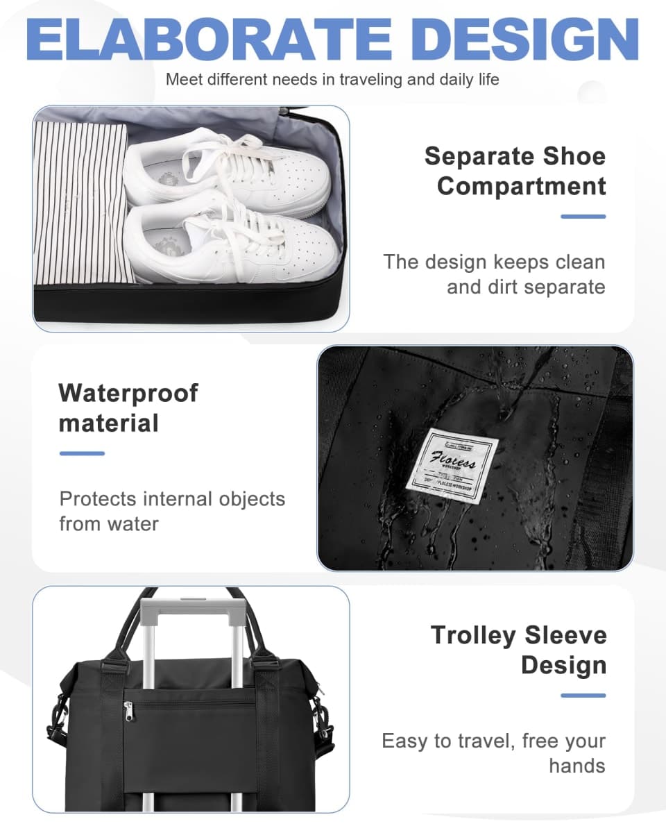 Travel Bag for Women, Sports Tote Gym Bag, H10-SlateGrey, Large thumbnail 5