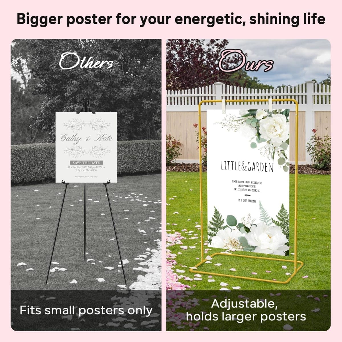 GOJAWAY 68" Honey Yellow Welcome Wedding Sign Stand, 2 Water Bags & Straps thumbnail 4