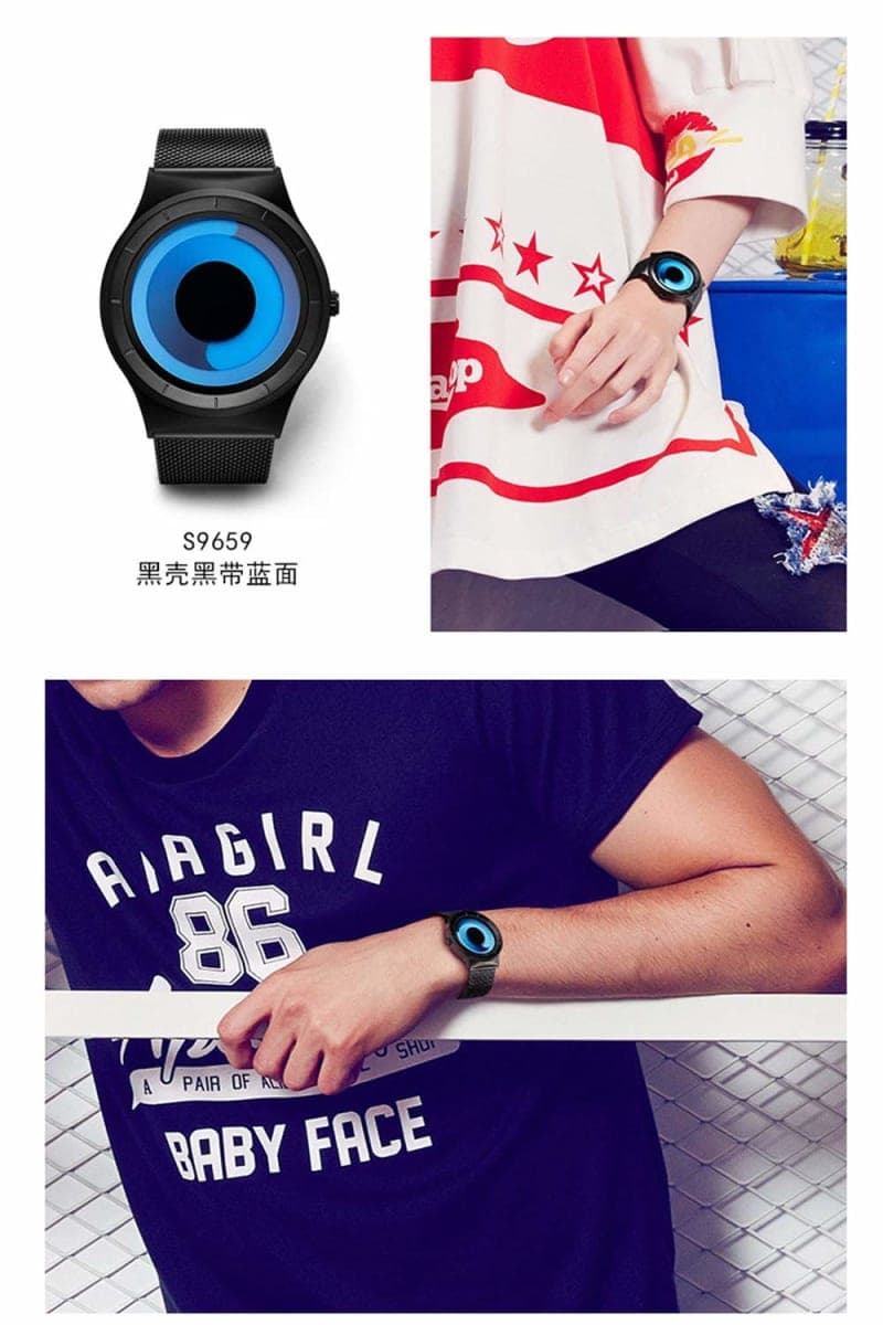 SINOBI Fashion Cool Watch Men Original No Hands Design Watch Men Steel Mesh Men's Watch Clock Relogio Masculino Creative Wristwatch thumbnail 4
