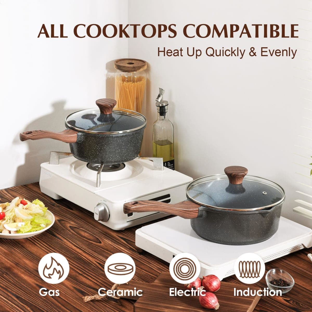 SENSARTE 1.5 Quarts Nonstick Saucepan with Lid, PFOA/PFOS Free thumbnail 2
