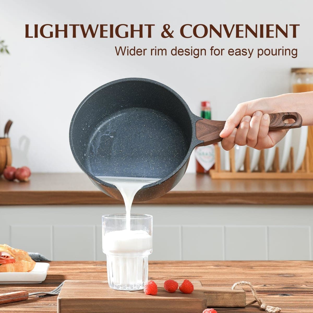 SENSARTE 1.5 Quarts Nonstick Saucepan with Lid, PFOA/PFOS Free thumbnail 3