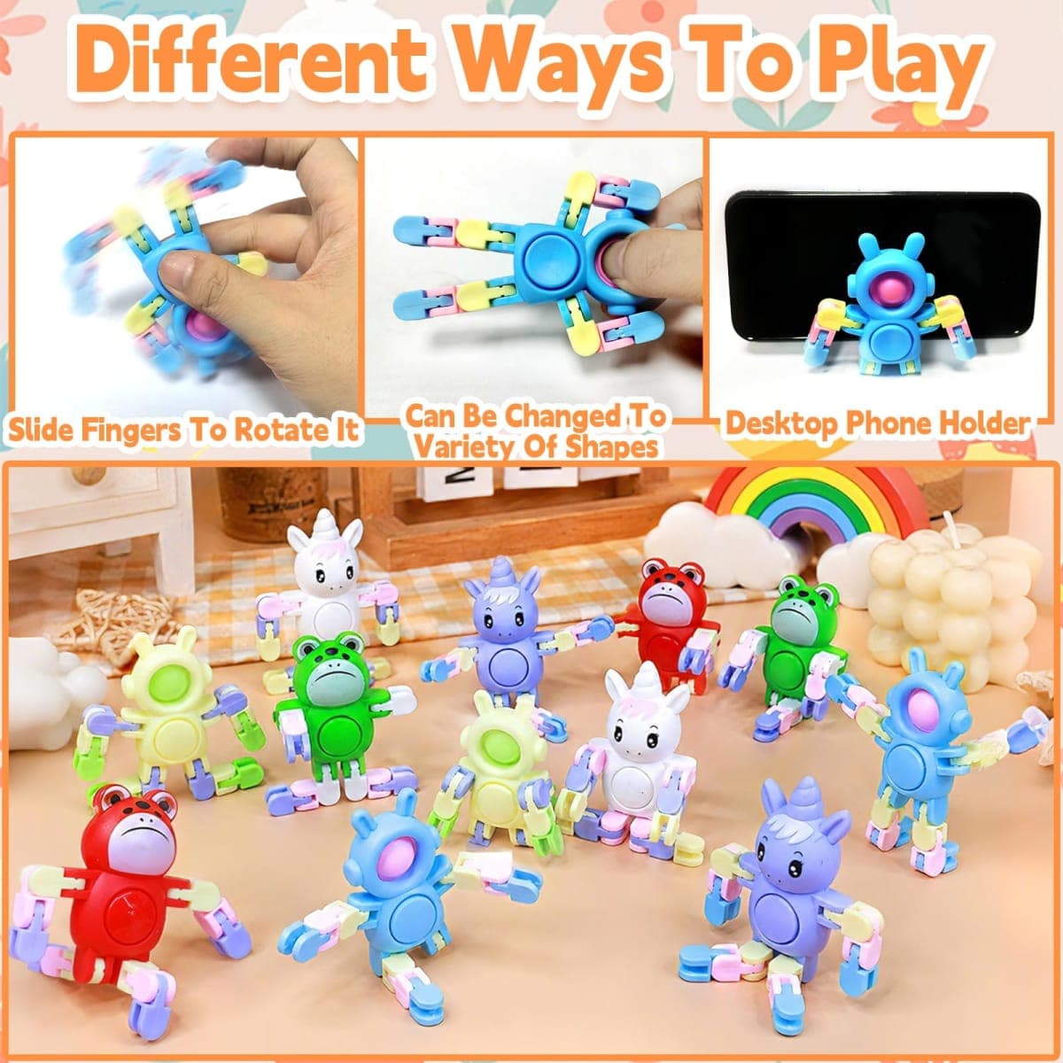 12 Pack Fidget Spinners Toys Transformable Animal Bunny Unicorn ,Stress Relief Sensory Toys for Boys Girls Toddler Teens Party Favors for Kids Goodie Bag Stuffers Filler Birthday Gifts Travel Toys thumbnail 3