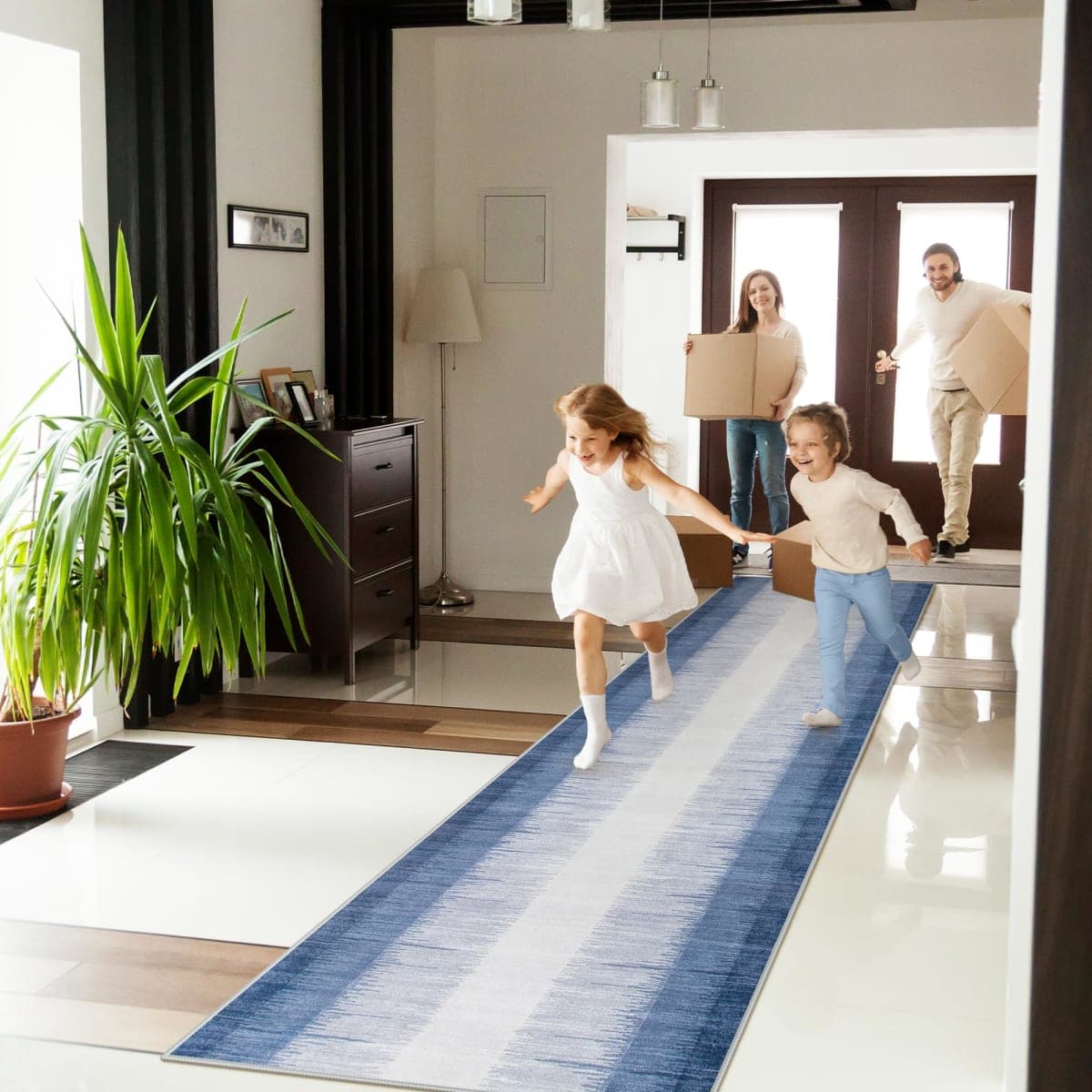 Lahome Ombre 2.5x12 Runners for Hallways Non-Slip, Washable Long Runner thumbnail 2