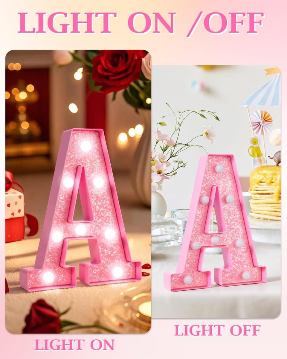 LED Marquee Light Up Letters(D)– Light Up Number Sign for Birthday Party,Girls Room Table Decor, Marquee Numbers with Warm Pink Glow, Battery Operated Pink Digits, 8.6 x 7.8 IN thumbnail 3