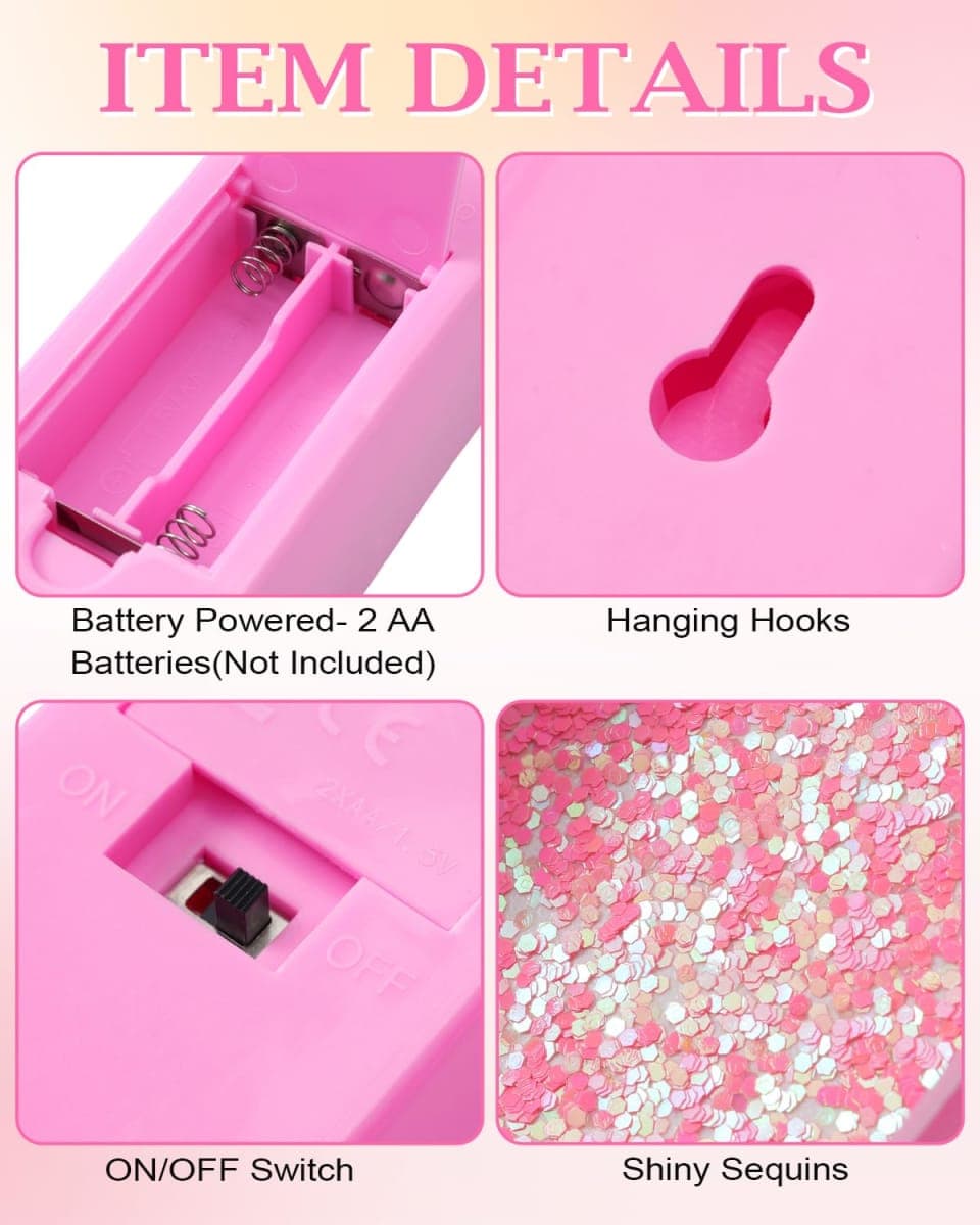 LED Marquee Light Up Letters(D)– Light Up Number Sign for Birthday Party,Girls Room Table Decor, Marquee Numbers with Warm Pink Glow, Battery Operated Pink Digits, 8.6 x 7.8 IN thumbnail 4