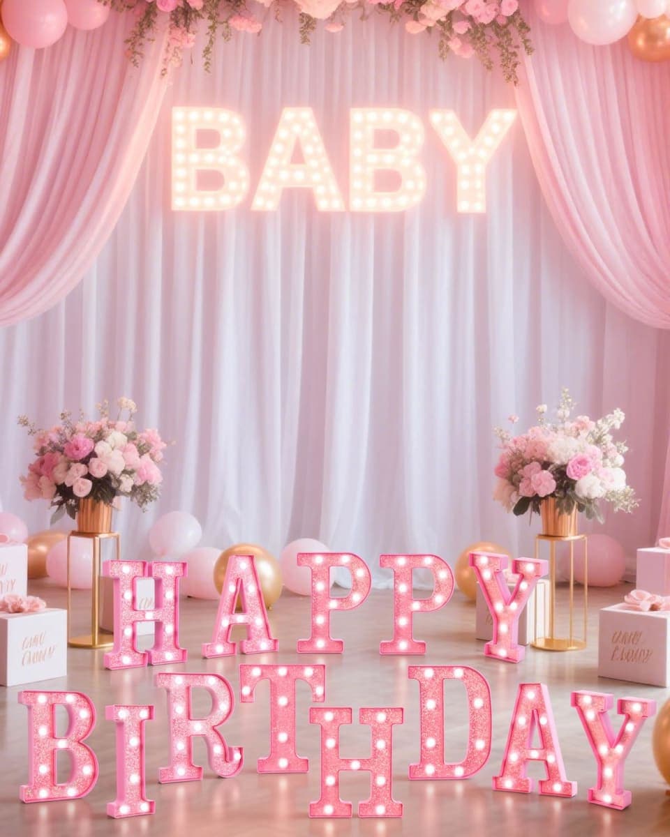 LED Marquee Light Up Letters(D)– Light Up Number Sign for Birthday Party,Girls Room Table Decor, Marquee Numbers with Warm Pink Glow, Battery Operated Pink Digits, 8.6 x 7.8 IN thumbnail 5