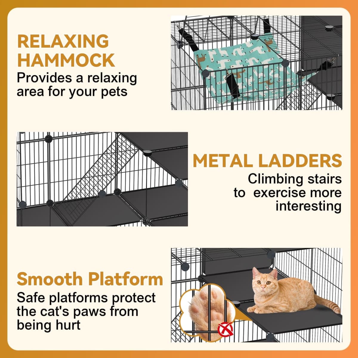 VISCOO Cat Cage, 3-Tier DIY Cat Enclosures Catio, Cat Playpen 36"x 24"x 36" thumbnail 3