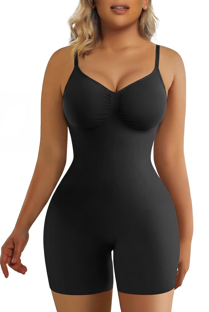 SHAPERX Women's Shapewear Bodysuit Tummy Control Body Shaper Seamless Sculpting Snatched Waist Body Suit，SZ5218-2-Black-2XL/3XL — image 1
