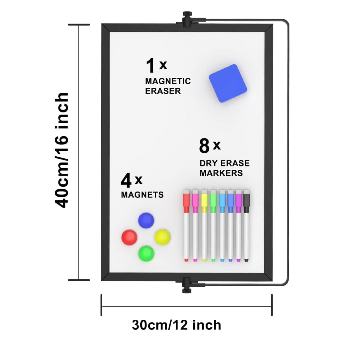 OWill Dry Erase Whiteboard, 30 X 40 cm Mini Magnetic Desktop Whiteboard with Stand, Small A3 Magnetic Whiteboard & Portable Double-Sided Whiteboard Easel for Drawing in School & Home thumbnail 2