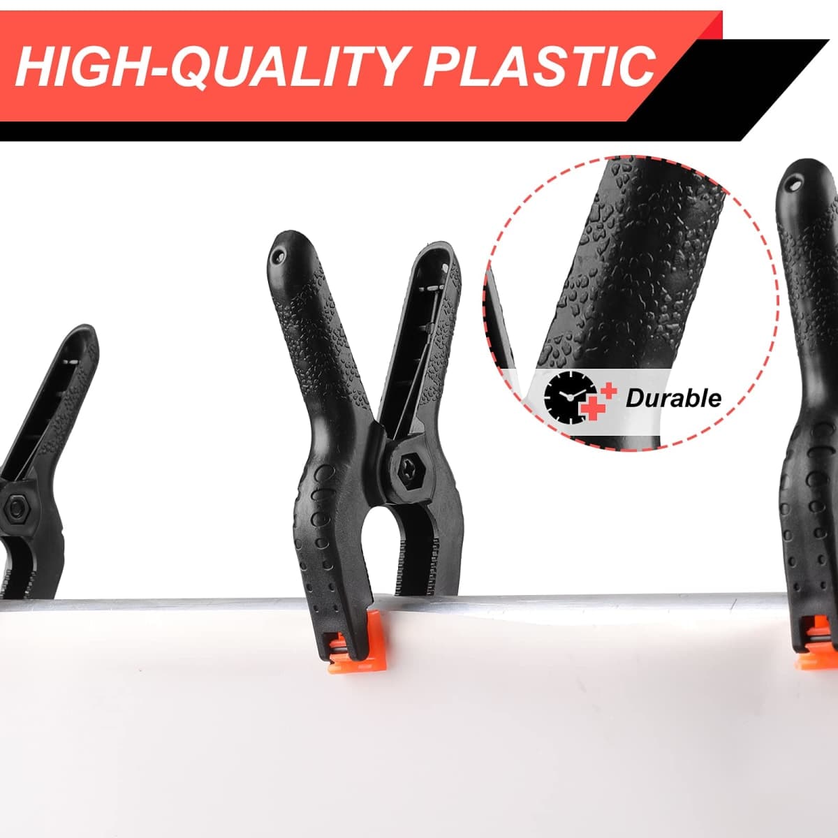 12 Pack Plastic Spring Clamps, 3.5inch Small Heavy Duty Clips for Crafts, Backdrop Stand, Woodworking, Photography Studios (Black) thumbnail 3