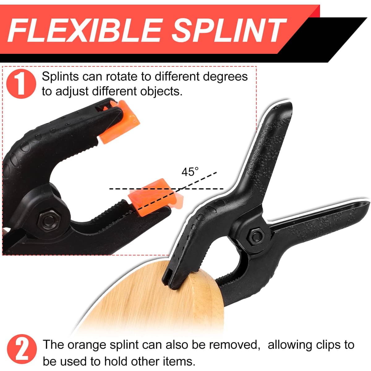 12 Pack Plastic Spring Clamps, 3.5inch Small Heavy Duty Clips for Crafts, Backdrop Stand, Woodworking, Photography Studios (Black) thumbnail 4