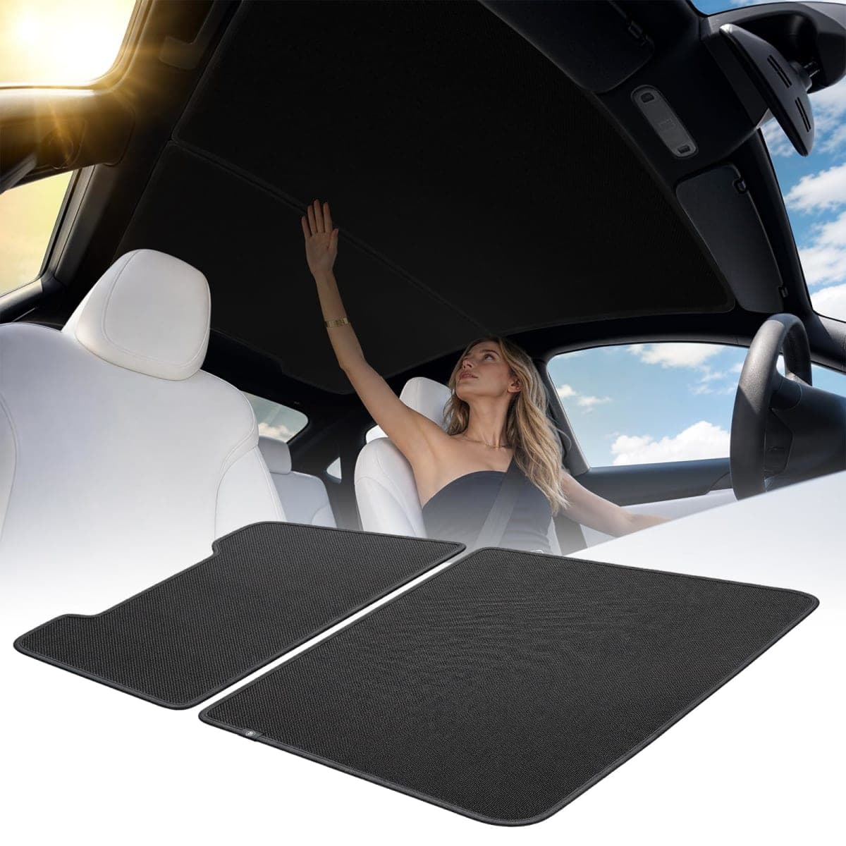 Tesla Model Y Juniper 2025-2026 Sunshade Roof Never Sag UPF50+ 99% UV Block — image 1