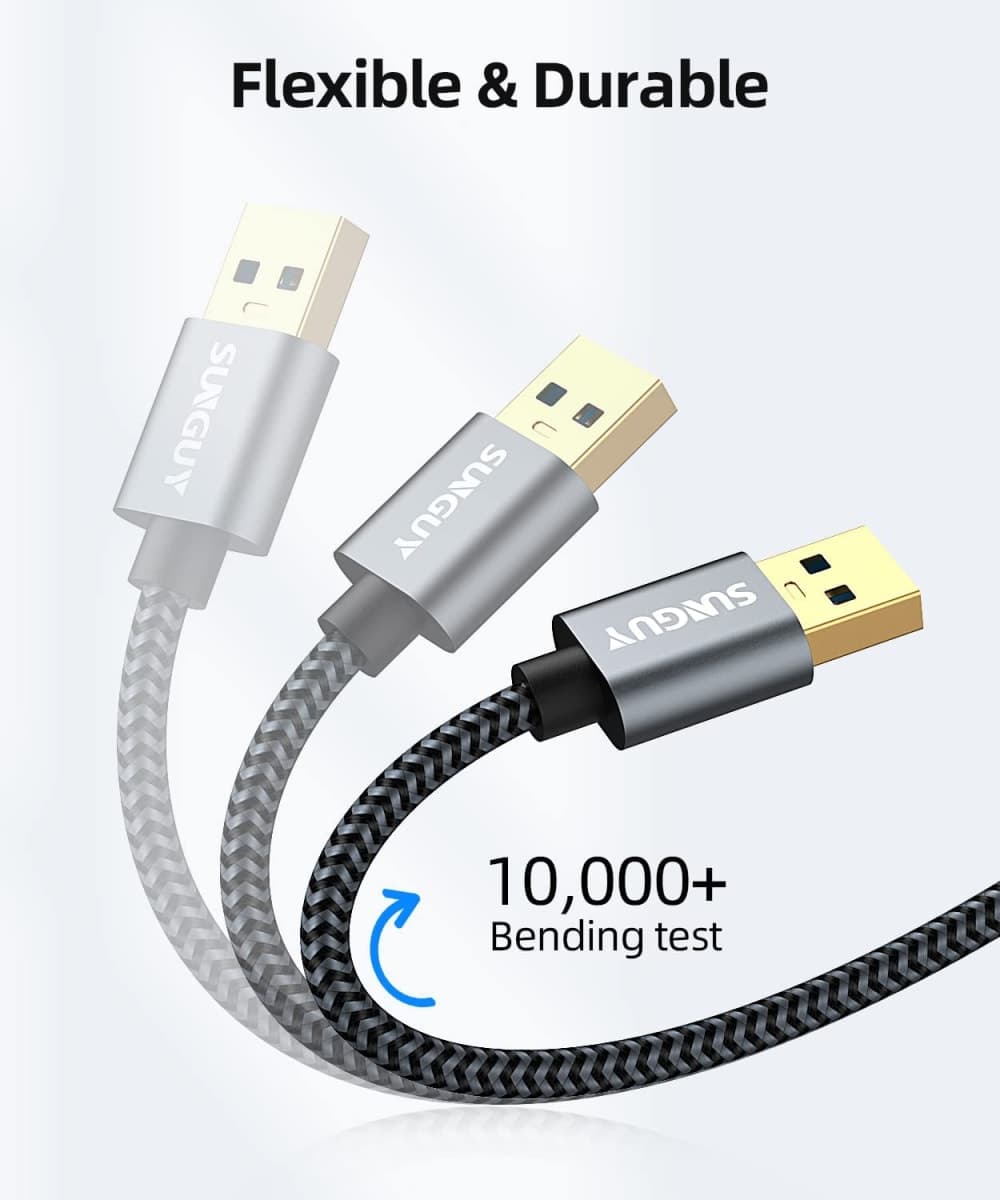 SUNGUY Short USB 3.0 Cable, 1FT USB Type A Male to Type A Male, Transfer Rate Up to 5Gbps Cable Compatible with Printers, Modems, Hard Drives, Cameras, HDD, DVD, Laptops, etc. thumbnail 4