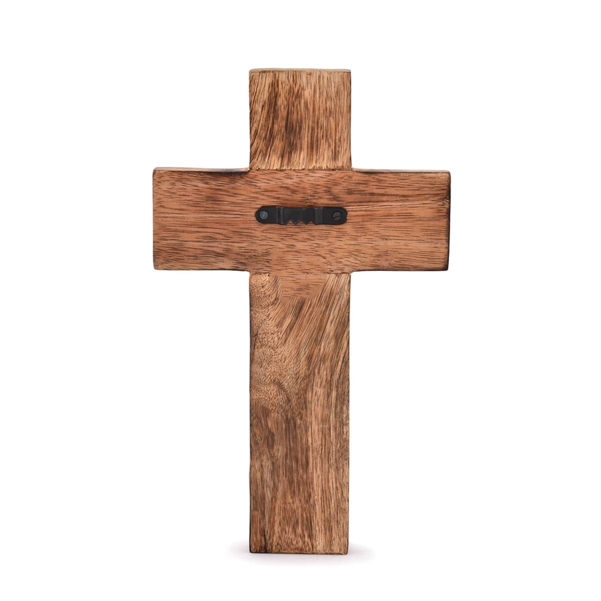 NIRMAN Mango Wood Catholic Religious Cross Wall Hanging Floral Sculptures Living Room Home Decor for Entryway Office Living Room (10 x 6 x 0.7 inches) thumbnail 4