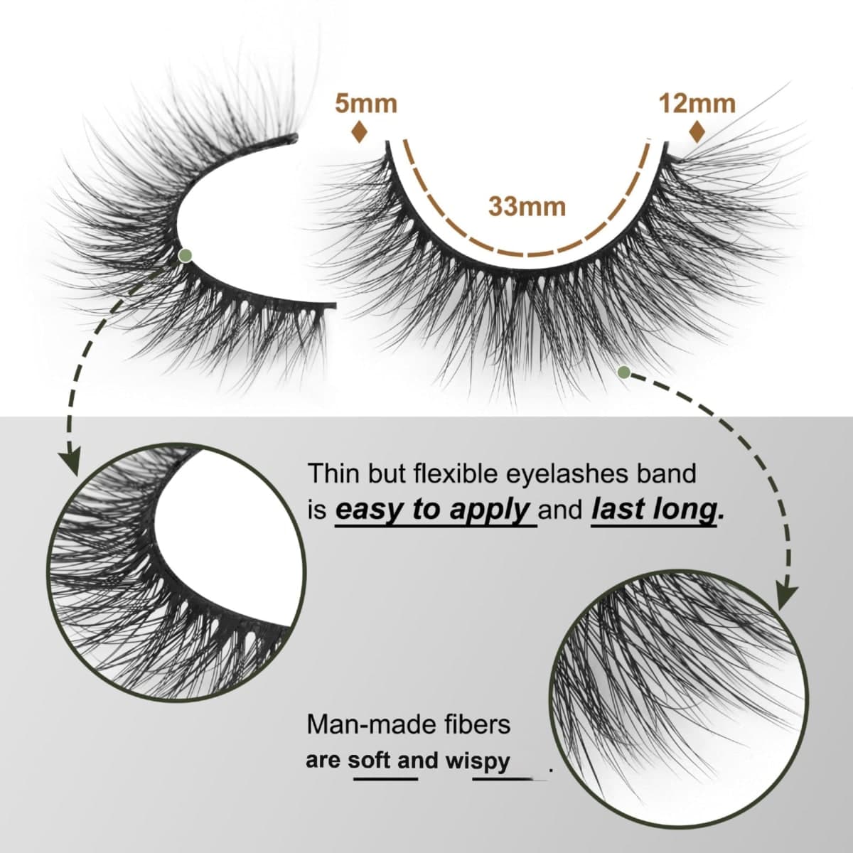 Lashes Natural Look Wispy Fasle Eyelashes 12mm Short Faux Mink Eyelashes Cat Eye Fluffy Strip Lashes Pack by Zegaine 16 Pairs thumbnail 2