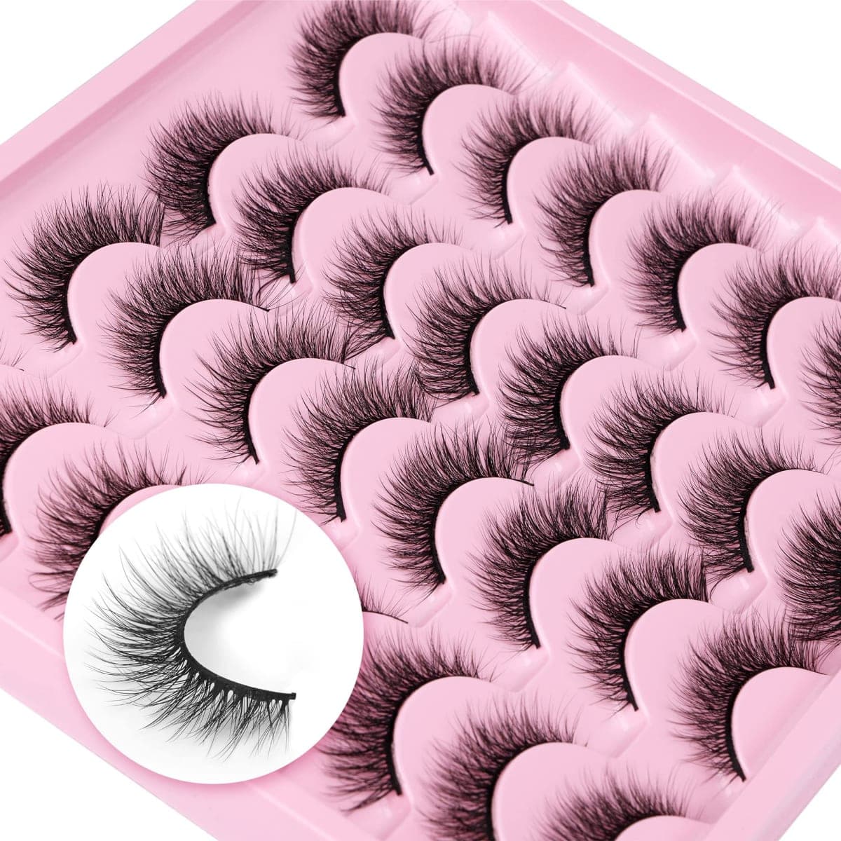 Lashes Natural Look Wispy Fasle Eyelashes 12mm Short Faux Mink Eyelashes Cat Eye Fluffy Strip Lashes Pack by Zegaine 16 Pairs thumbnail 3