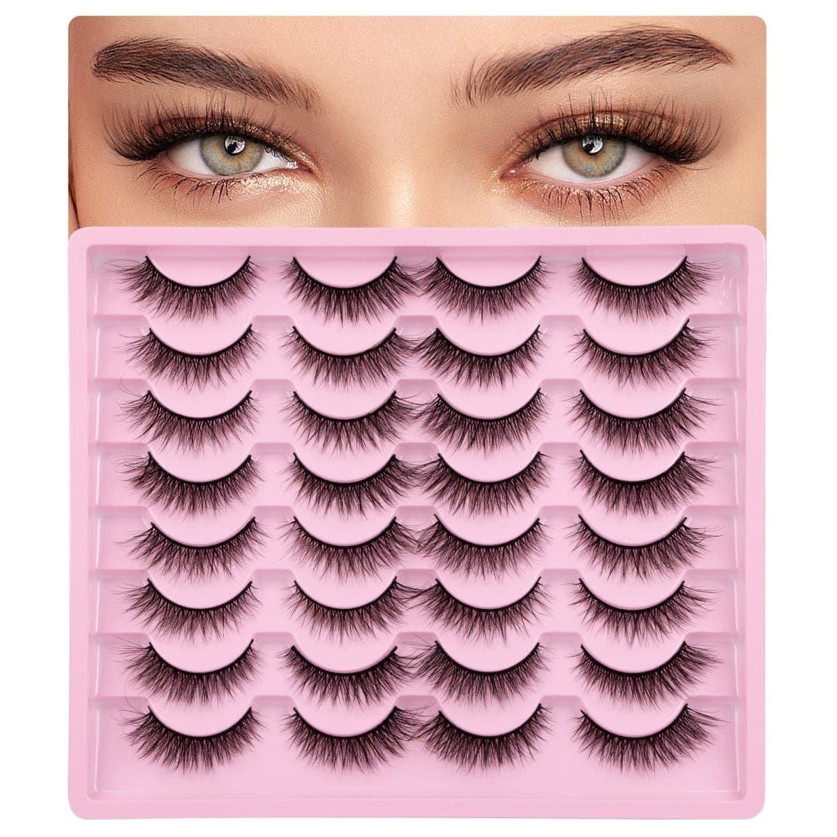 Lashes Natural Look Wispy Fasle Eyelashes 12mm Short Faux Mink Eyelashes Cat Eye Fluffy Strip Lashes Pack by Zegaine 16 Pairs thumbnail 4