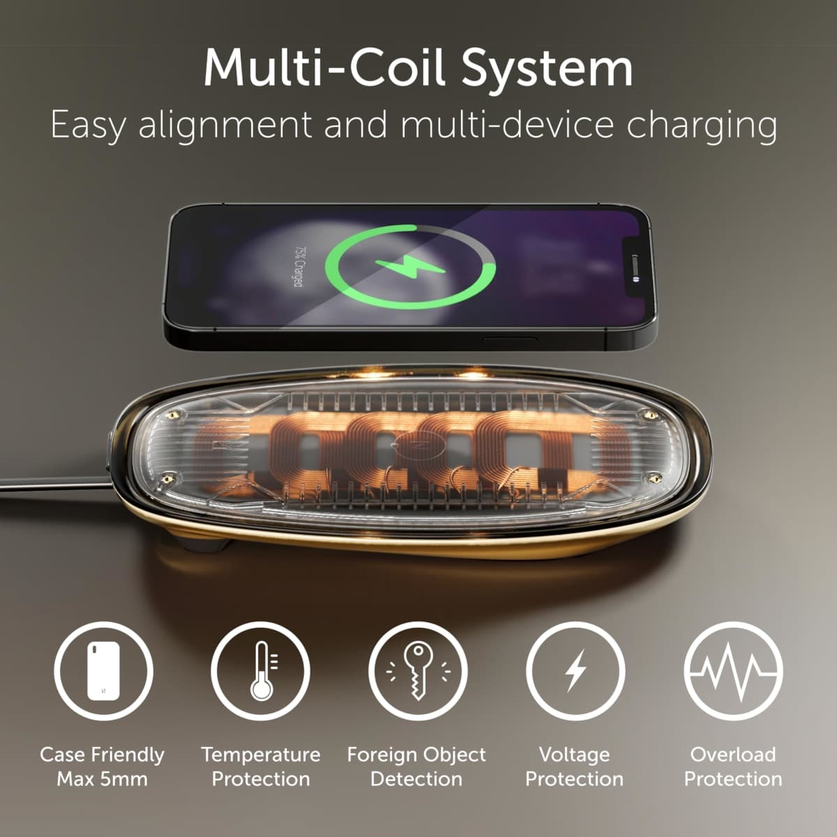 Lunar Artefacts Wireless Charger Classic Brown Plated Brass thumbnail 3