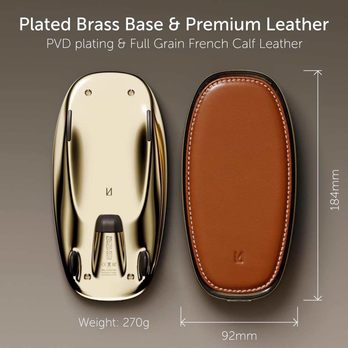 Lunar Artefacts Wireless Charger Classic Brown Plated Brass thumbnail 4