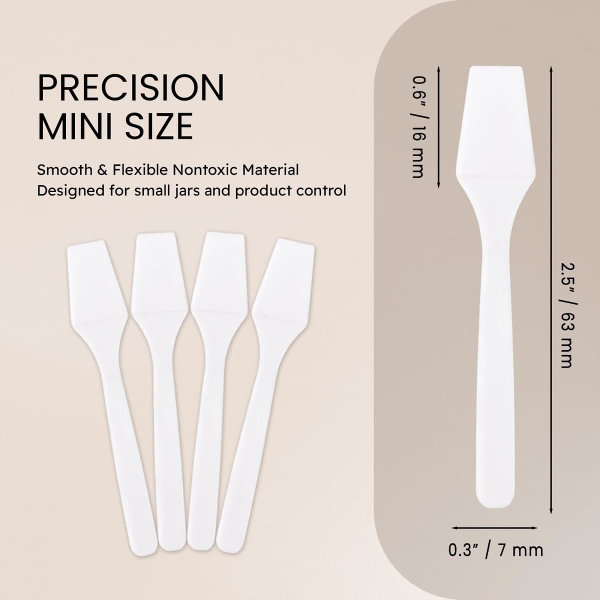 Beauticom® Pana Brand Cosmetic Make Up Disposable Plastic 2.5" Spatulas Skin Care Facial Cream Mask Spatula (100 Pieces in a Container) (WHITE) thumbnail 4