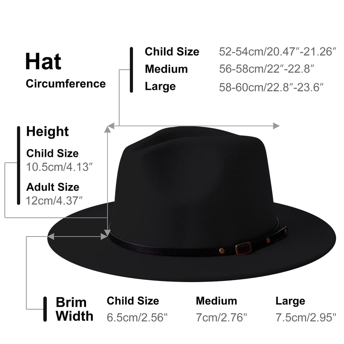 Wide Brim Fedora Hats for Women Men Two Tone Dress Hat Felt Panama Hat in Two Audlt Size, Black & Red, Large-X-Large thumbnail 2
