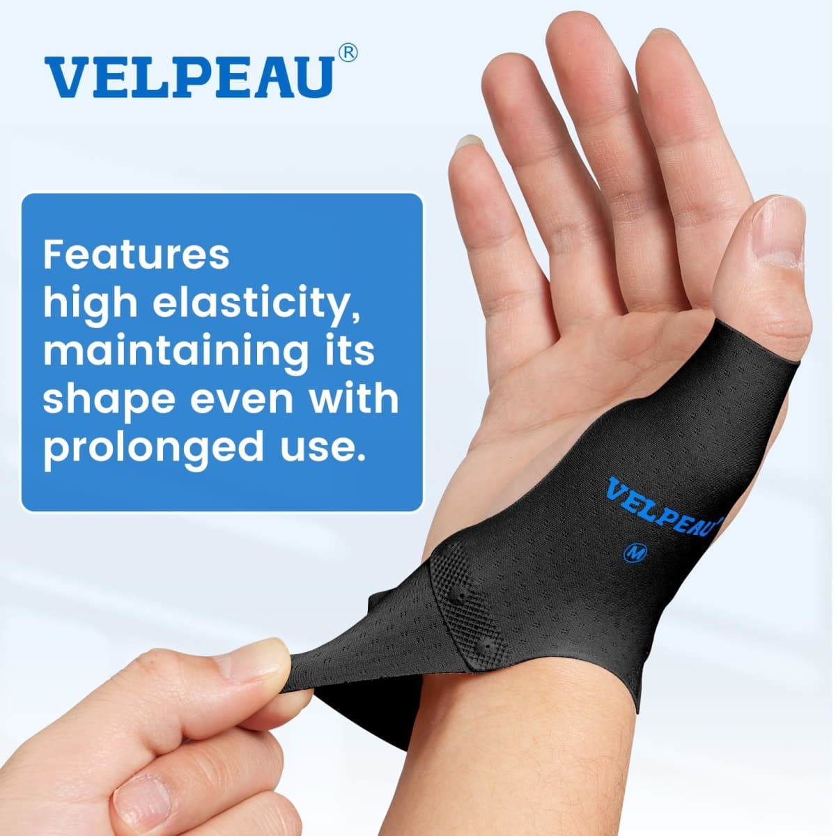 Velpeau Thumb Compression Sleeve for Tendonitis (Pack of 2), Seamless Technology, Gloves Wraps for Arthritis Pain Relief for Women & Men, Splint Liner, Fits Both Hands (Black, Short Version, M) thumbnail 2
