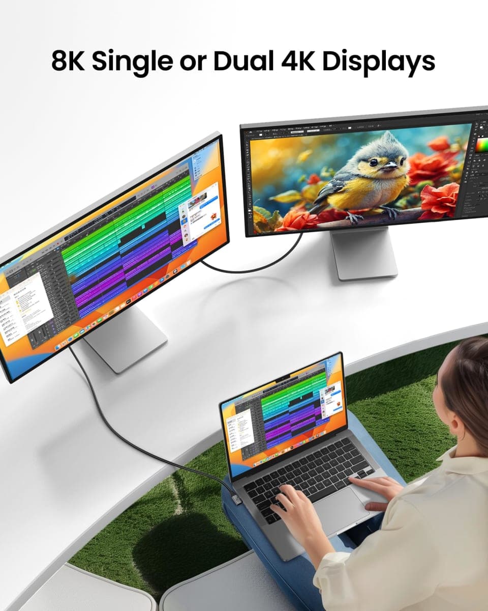 Silkland Long Right Angle [10FT/3M] USB 4 Cable for Thunderbolt 4, 20Gbps Data Sync, 5K/4K@60Hz, 240W Charging, 90 Degree USB C Thunderbolt Cable, Compatible for MacBook, iPhone 17, iPad, SSD, Dock thumbnail 4