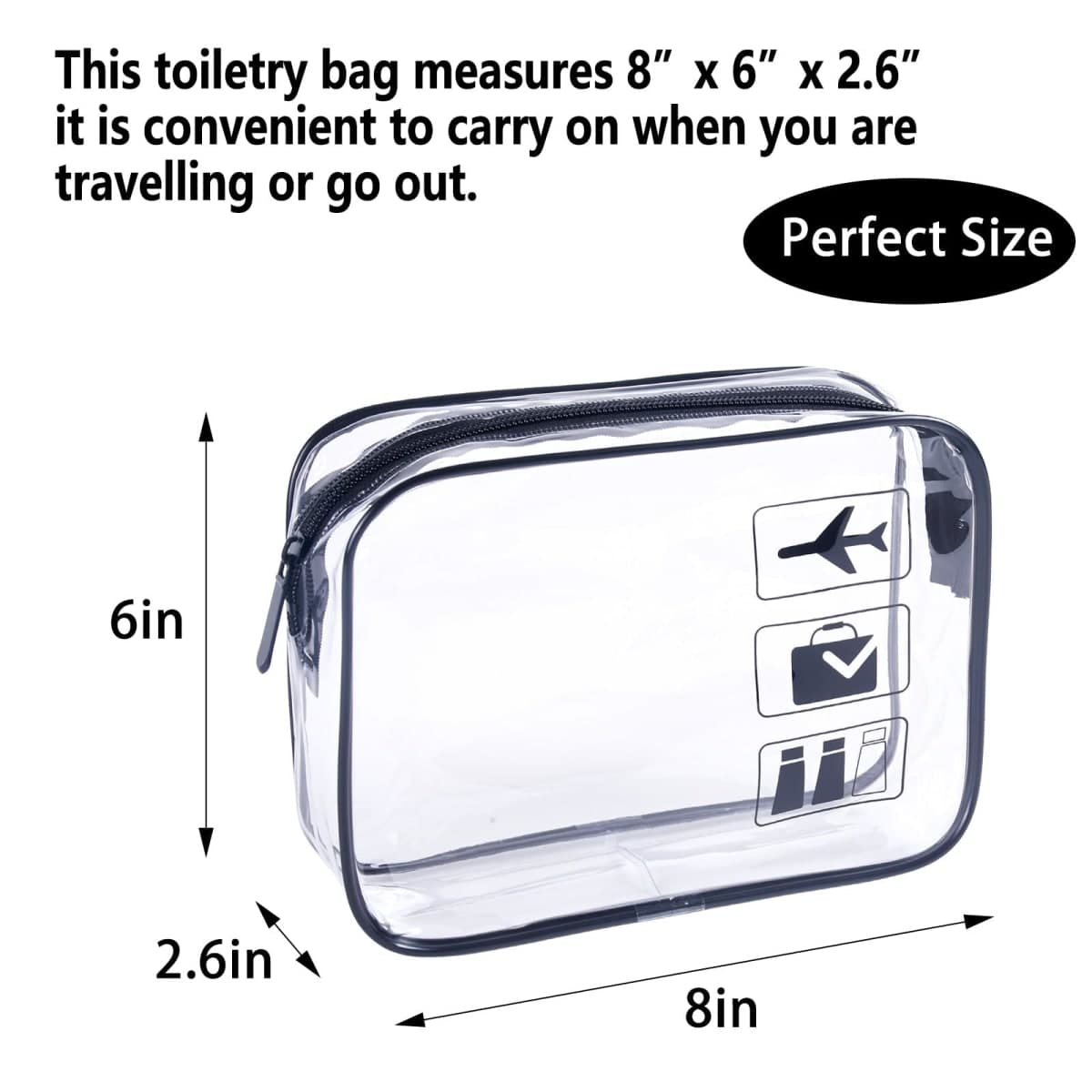 TREALDATE TSA Approved Toiletry Bag - 2 Pack Clear Travel Bags for Toiletries, Black-3pcs, L, Lightweight,tsa-approved thumbnail 2