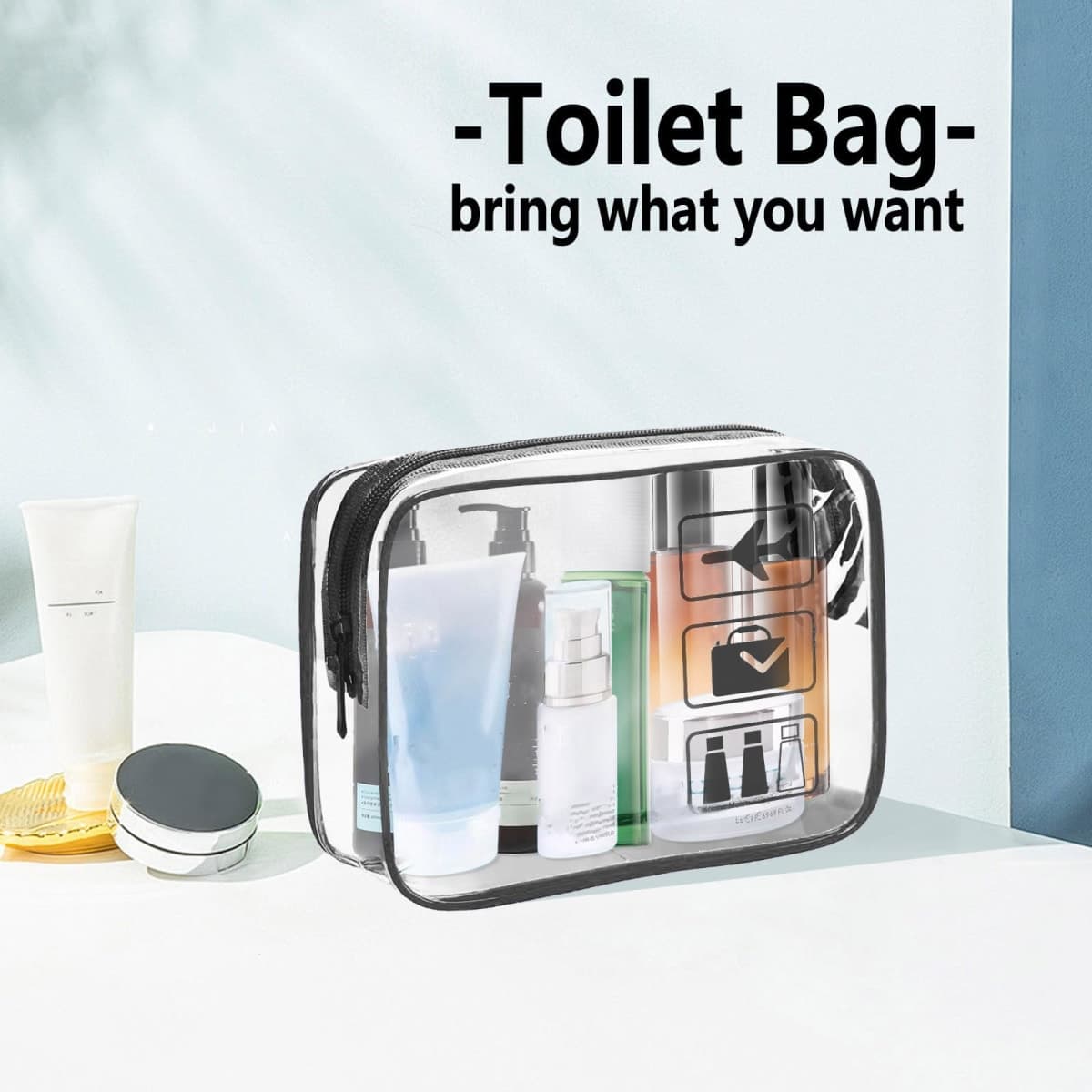TREALDATE TSA Approved Toiletry Bag - 2 Pack Clear Travel Bags for Toiletries, Black-3pcs, L, Lightweight,tsa-approved thumbnail 4