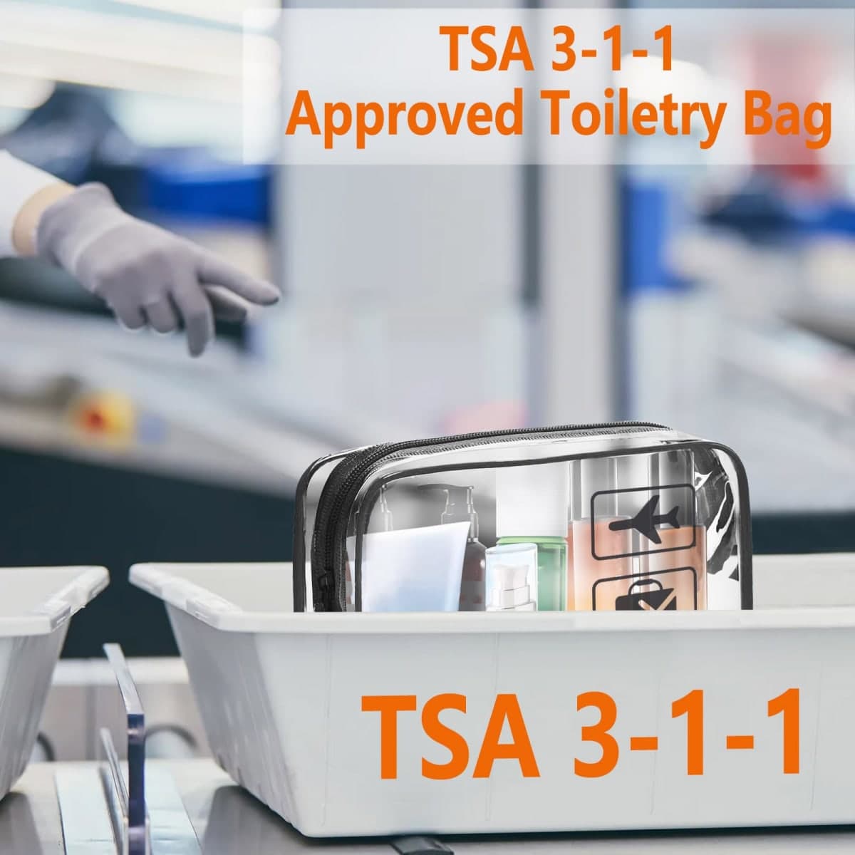 TREALDATE TSA Approved Toiletry Bag - 2 Pack Clear Travel Bags for Toiletries, Black-3pcs, L, Lightweight,tsa-approved thumbnail 5
