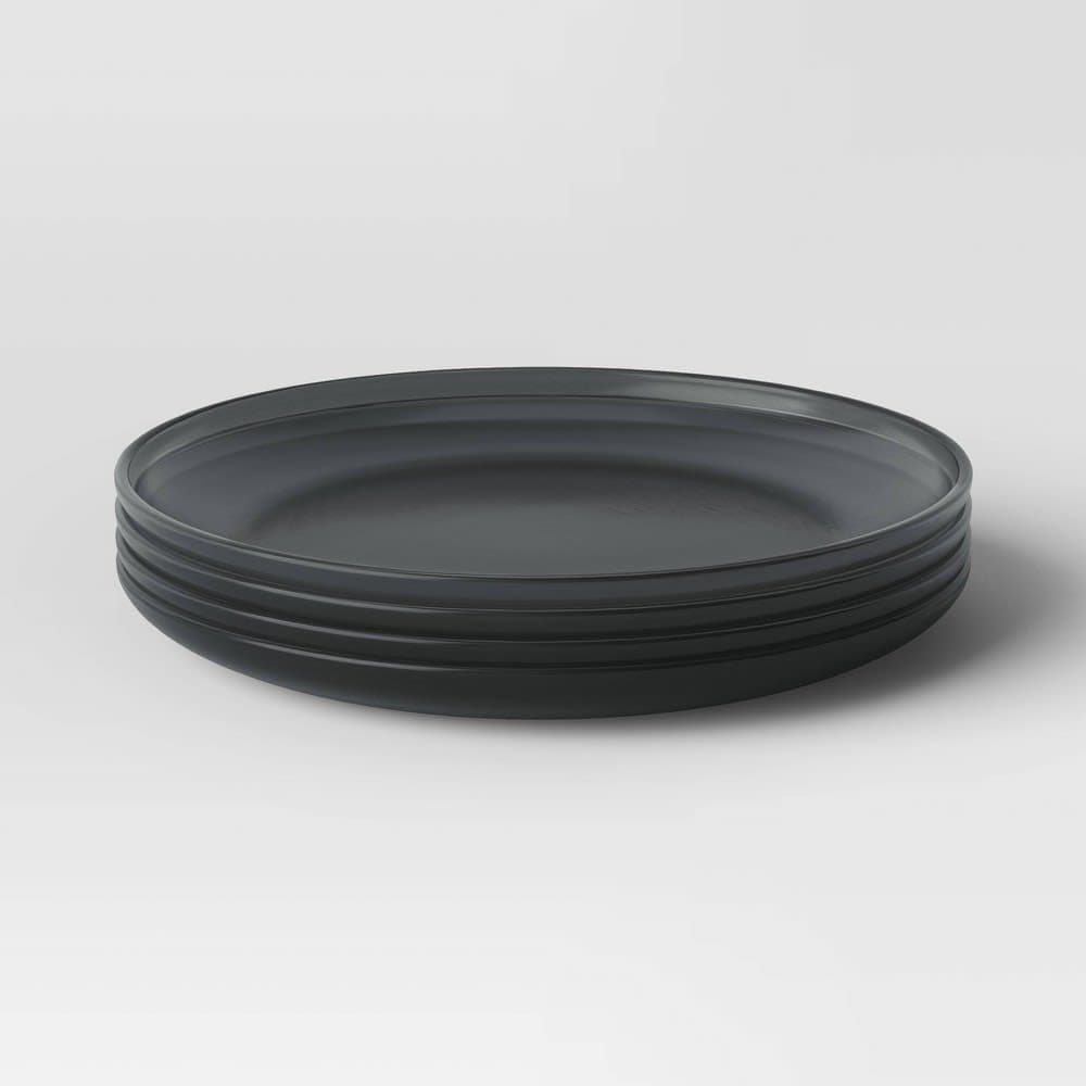 4pc 6" Appetizer Plates Black - Room Essentials™: Plastic Dinnerware, BPA-Free, Microwave & Dishwasher Safe — image 1
