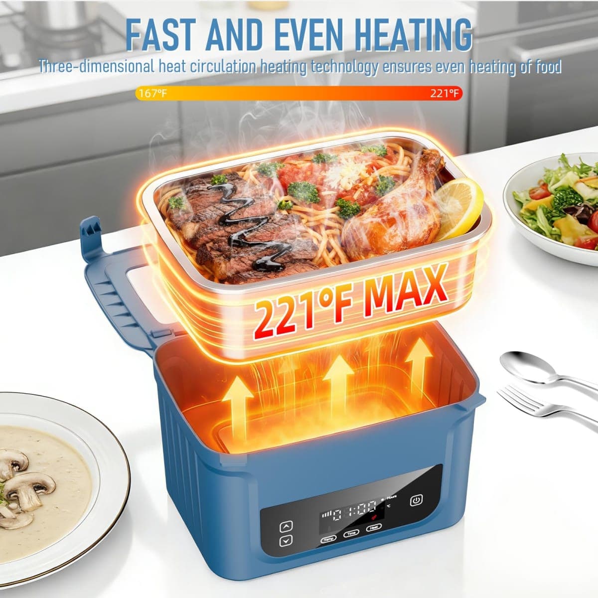GALOKEO 2026 Upgraded Cordless Electric Lunch Box for Adults, 20,800mAh Battery-Powered Heated Lunch box, 6.3 Cup Self-Heating Lunch Box for Construction, Work & Truck thumbnail 4