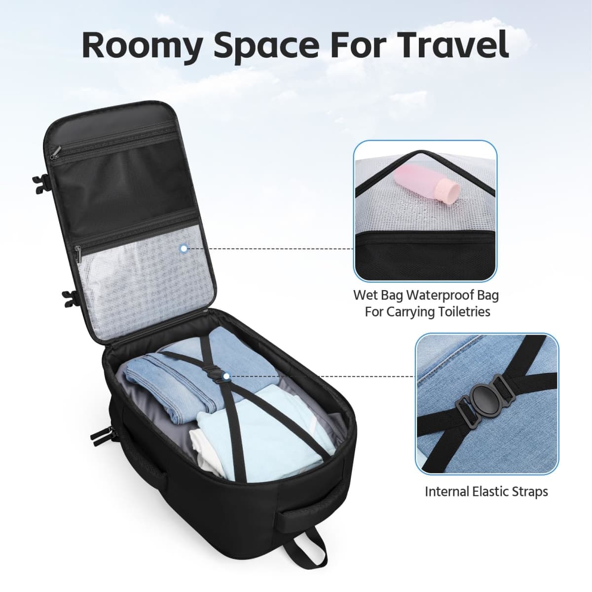 RealCool 15.6" Laptop Travel Backpack, TSA Flight Approved Carry On Daypack thumbnail 4