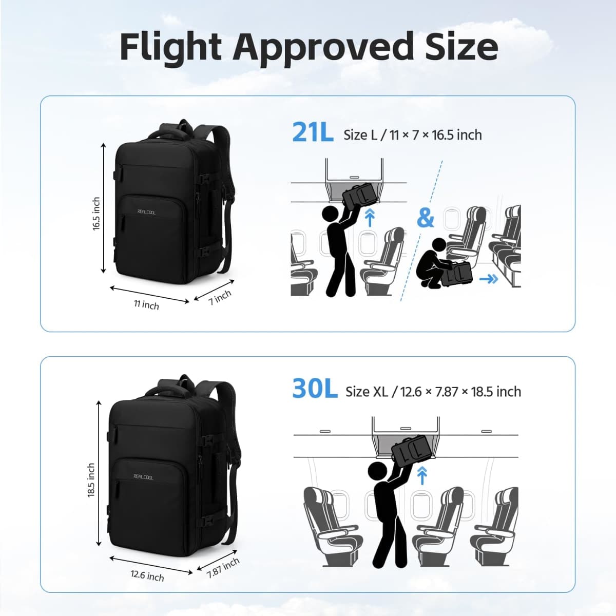 RealCool 15.6" Laptop Travel Backpack, TSA Flight Approved Carry On Daypack thumbnail 5