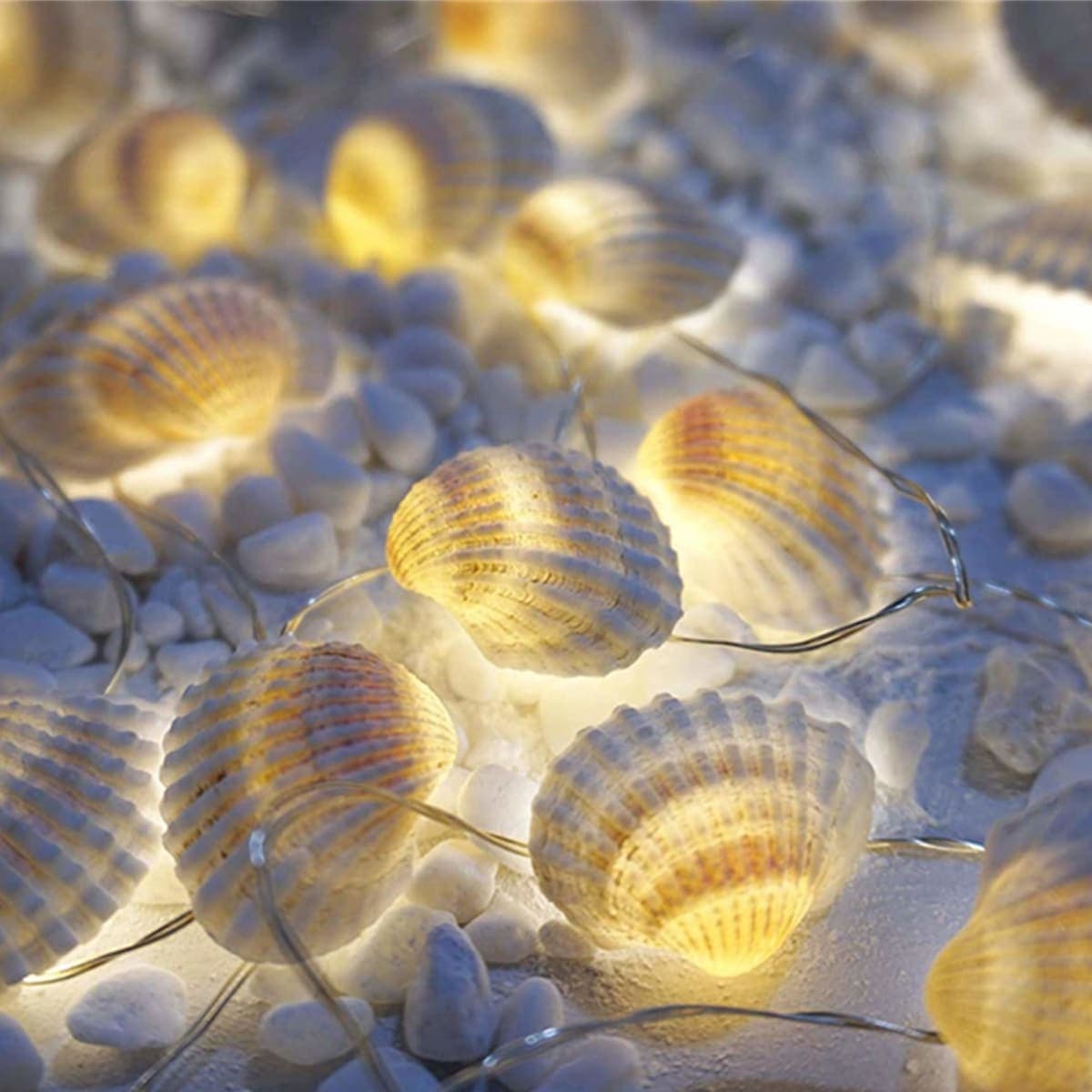 HDNICEZM Beach Seashell Decorative String Lights 14.1Ft 40 Warm White LED Waterproof Battery Operated Ocean String Lights for Bedroom Wedding Holiday Party Garden Indoor Outdoor Decorations thumbnail 3