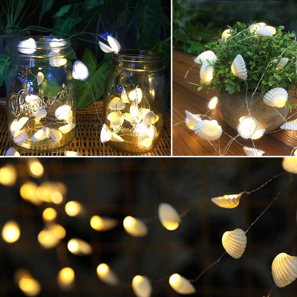 HDNICEZM Beach Seashell Decorative String Lights 14.1Ft 40 Warm White LED Waterproof Battery Operated Ocean String Lights for Bedroom Wedding Holiday Party Garden Indoor Outdoor Decorations thumbnail 4