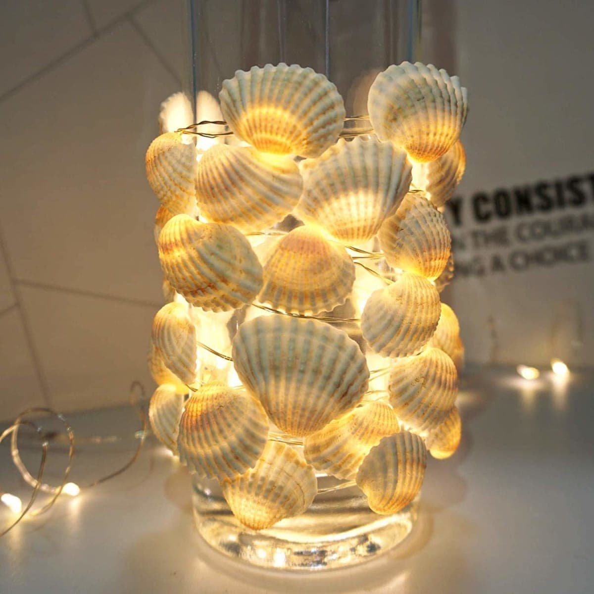 HDNICEZM Beach Seashell Decorative String Lights 14.1Ft 40 Warm White LED Waterproof Battery Operated Ocean String Lights for Bedroom Wedding Holiday Party Garden Indoor Outdoor Decorations thumbnail 5
