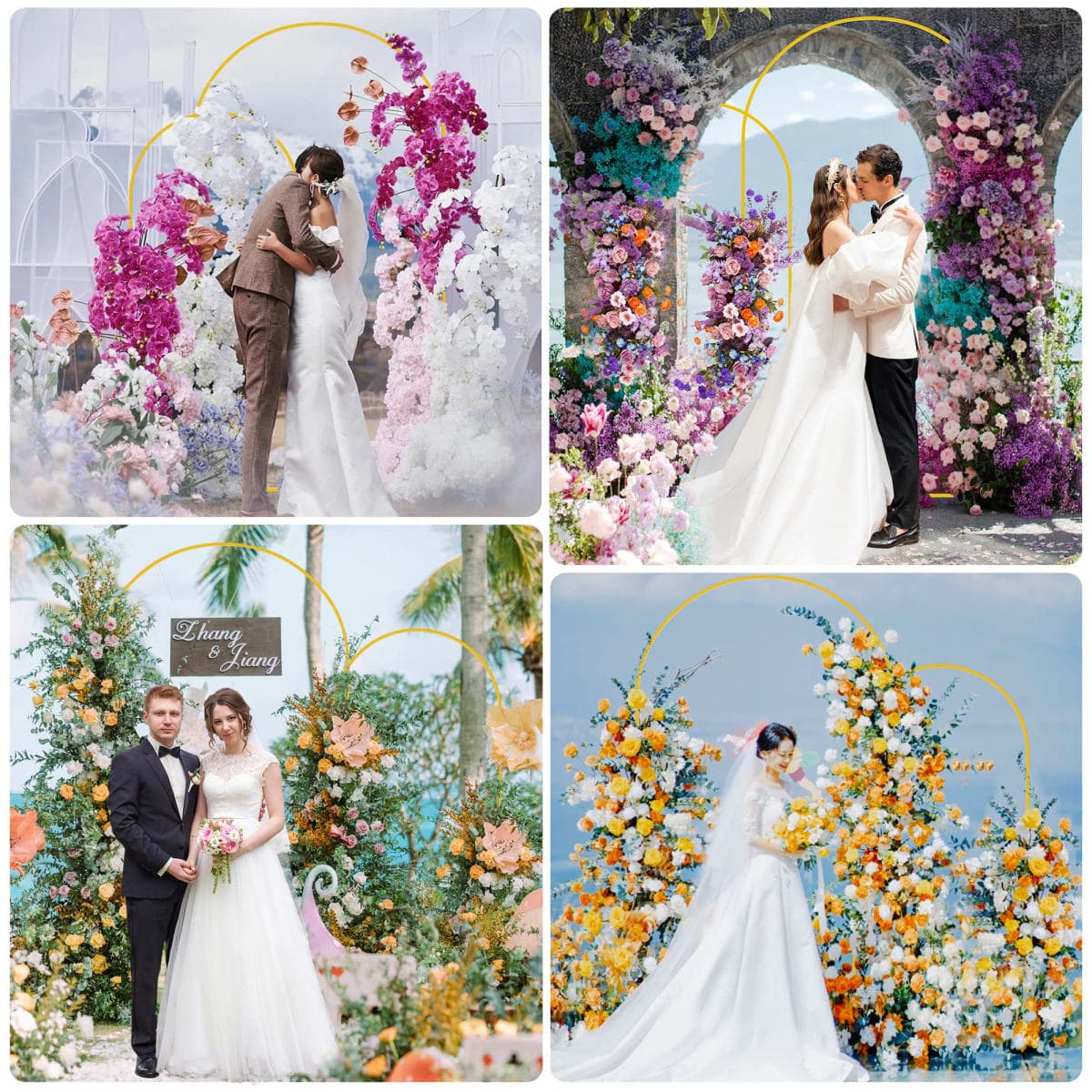 Fomcet Metal Arch Backdrop Stand Set of 2 Gold 7.2ft, 6ft Wedding Arches thumbnail 5