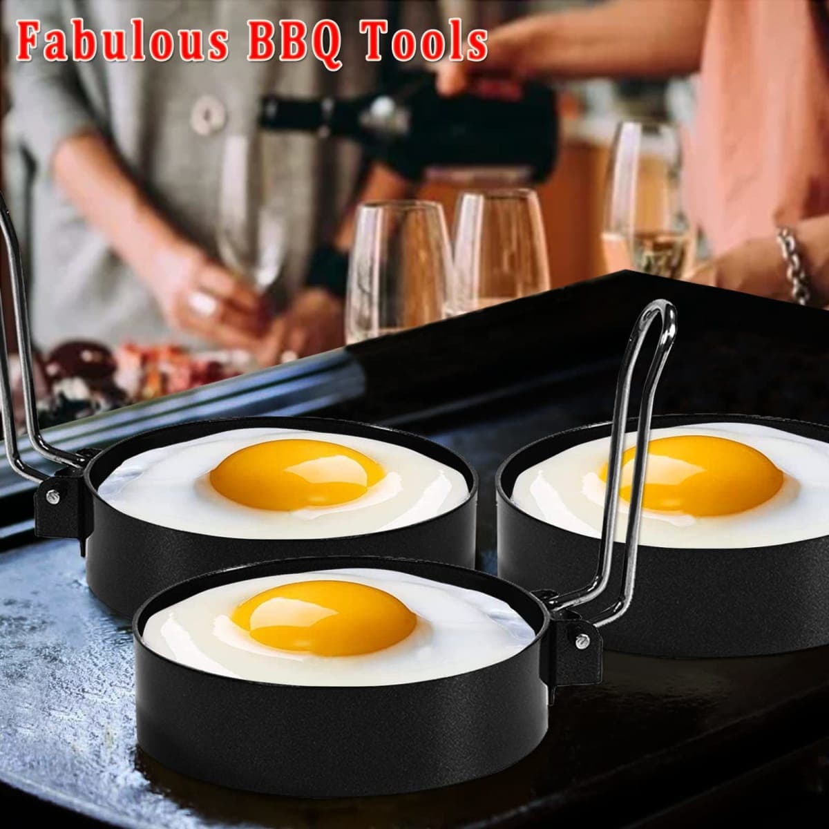 Breakfast Kit for Blackstone Grill, 7 Piece Griddle Accessories Set - Including Pancake Batter Dispenser, Bacon Press, Egg Rings, Hamburger Press Patty Maker thumbnail 5