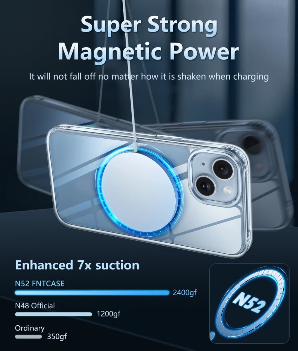 FNTCASE for iPhone 15 Case Clear Magnetic with Screen Protector thumbnail 3