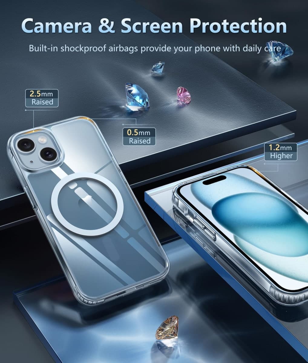 FNTCASE for iPhone 15 Case Clear Magnetic with Screen Protector thumbnail 5