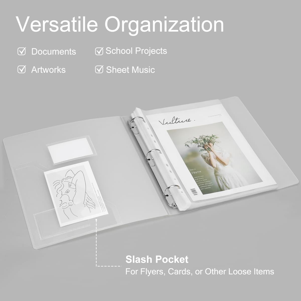 Uquelic 80-Pocket Clear Binder with Plastic Sleeves for Letter/A4 Size thumbnail 2