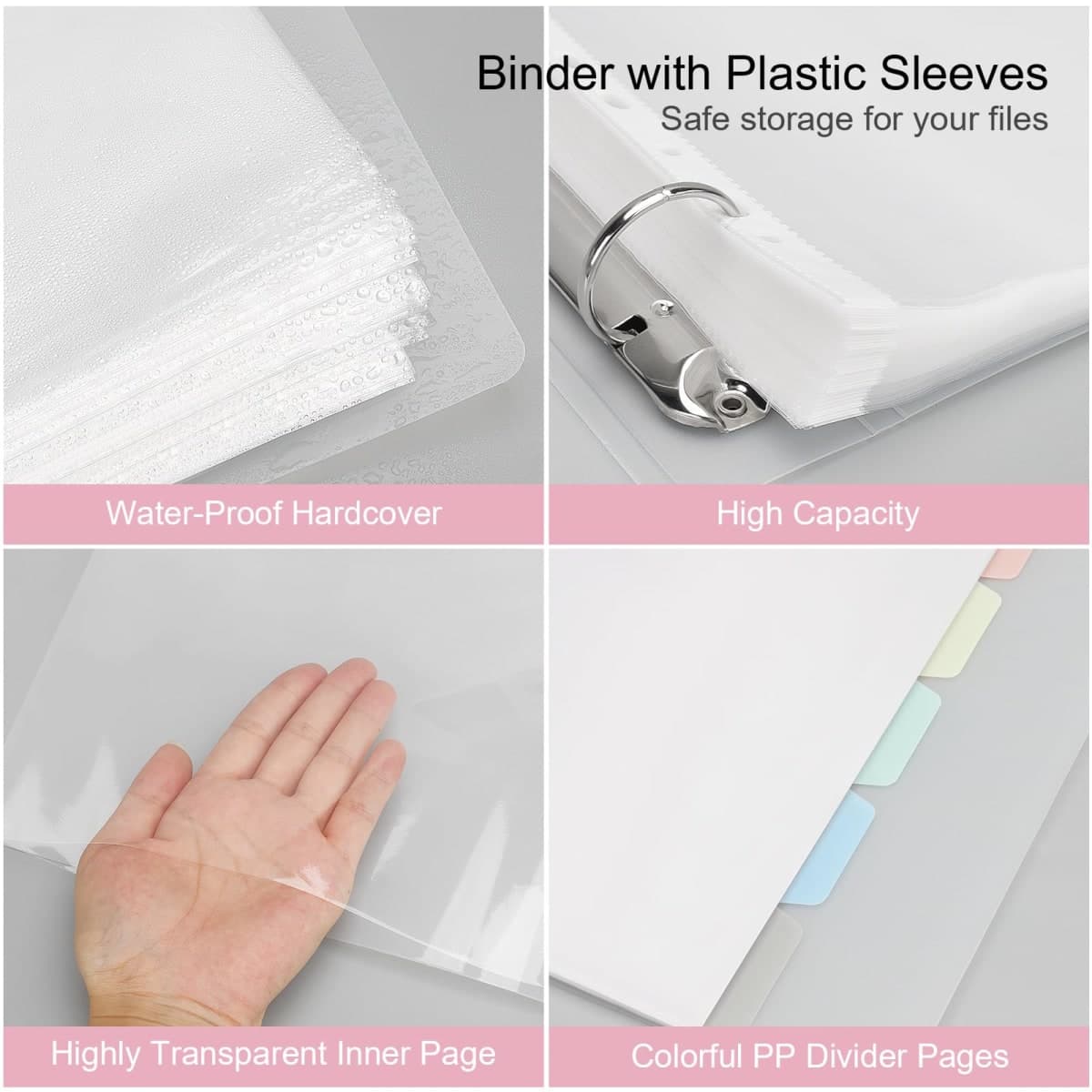 Uquelic 80-Pocket Clear Binder with Plastic Sleeves for Letter/A4 Size thumbnail 3