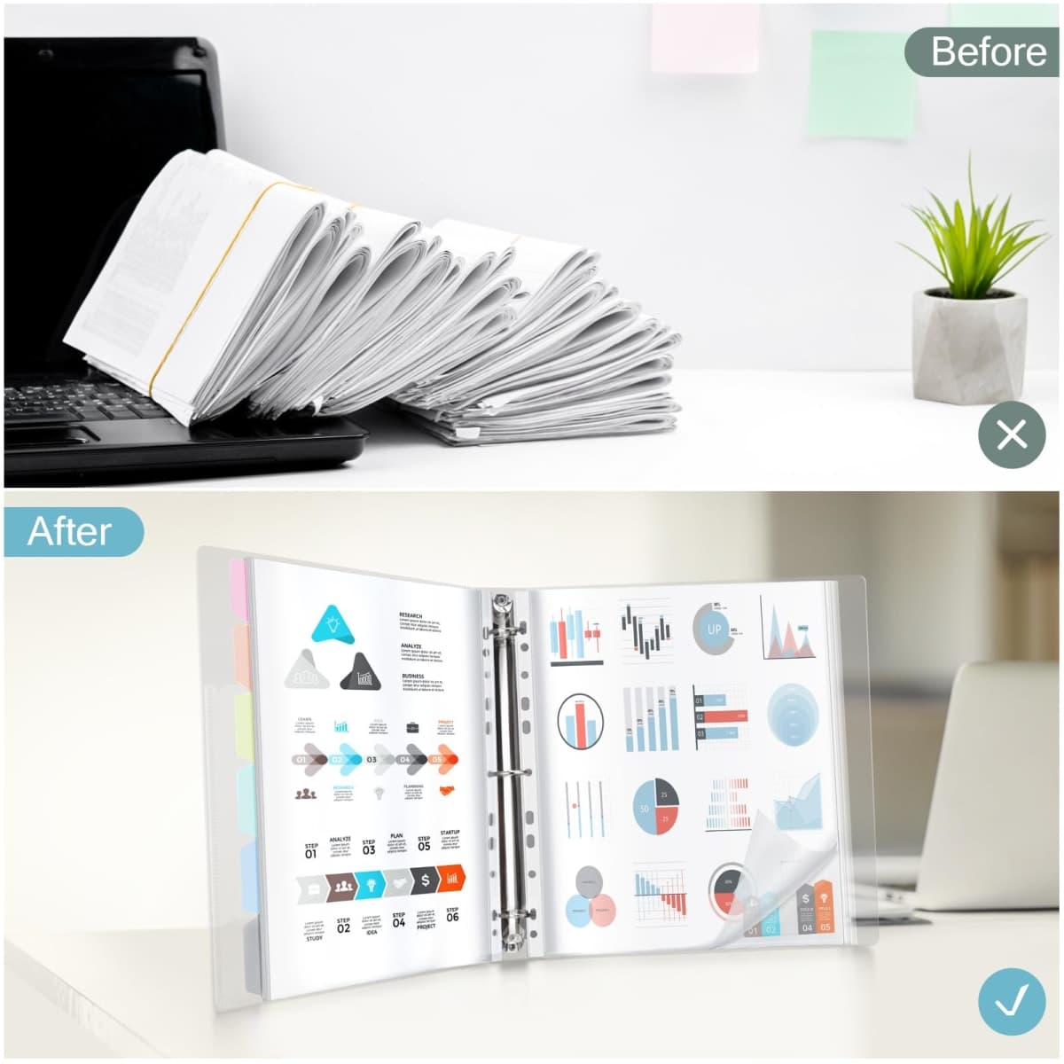 Uquelic 80-Pocket Clear Binder with Plastic Sleeves for Letter/A4 Size thumbnail 5