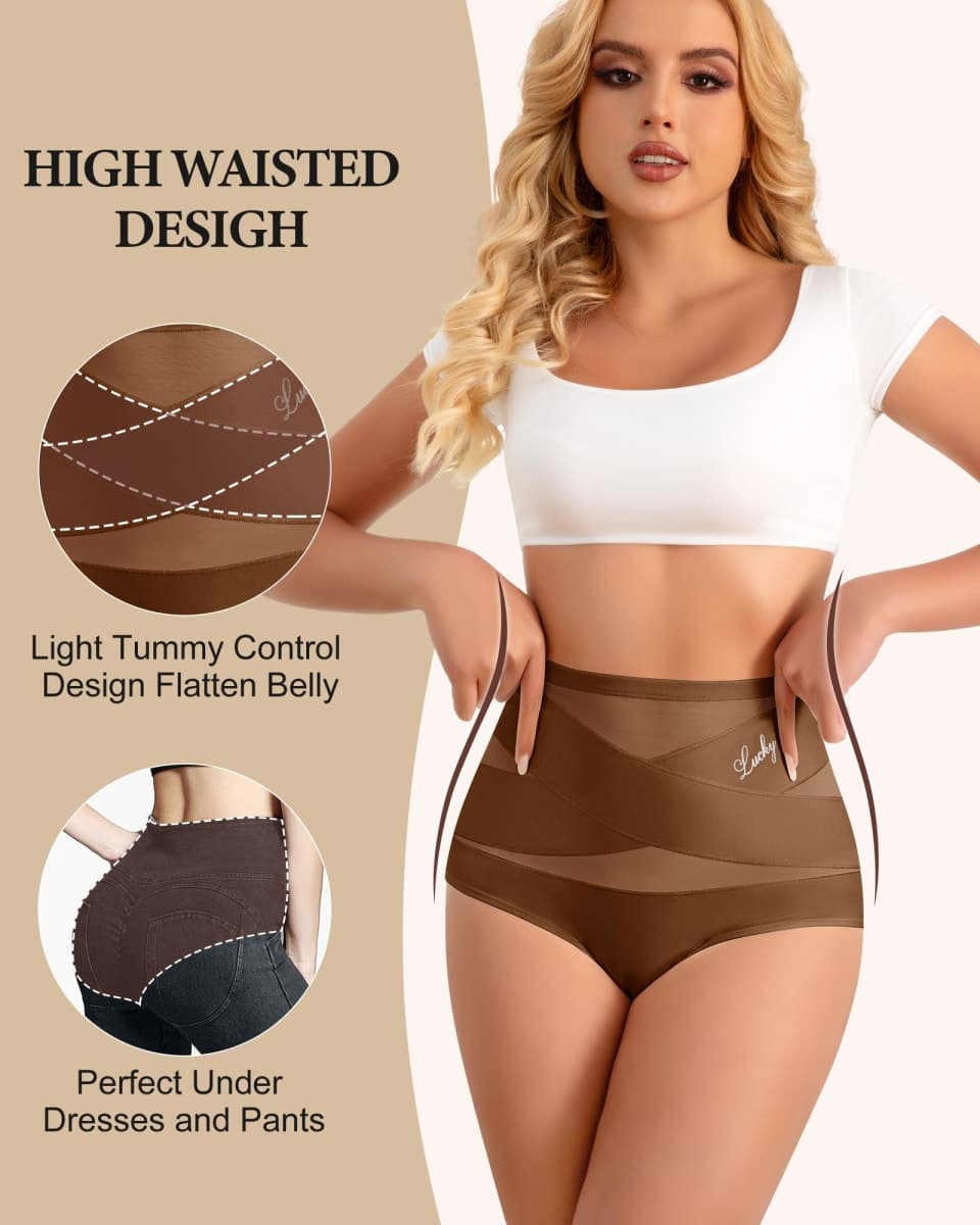 MIOTAN Womens Tummy Control Underwear High Waisted Shapewear 4/5 Pack, Multicolor-b, Large thumbnail 2